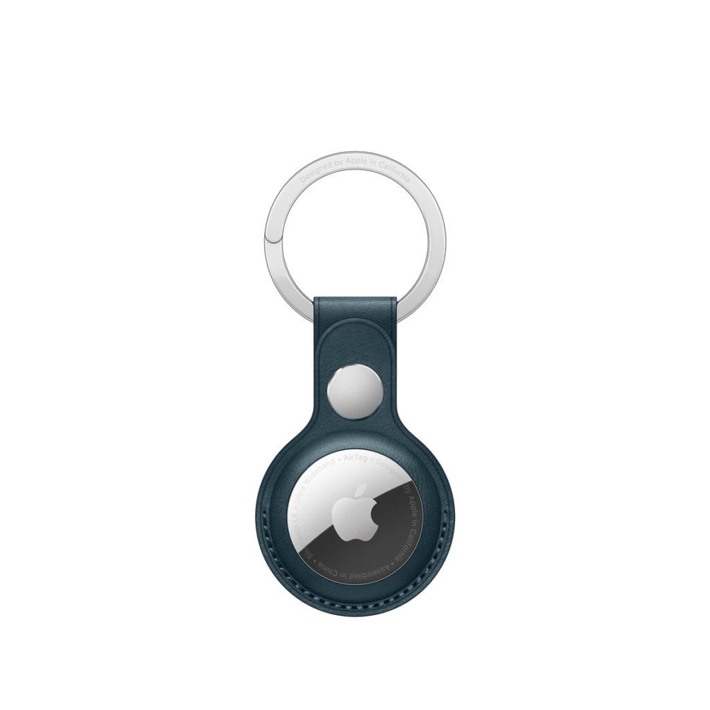 Apple AirTag in a leather key ring holder