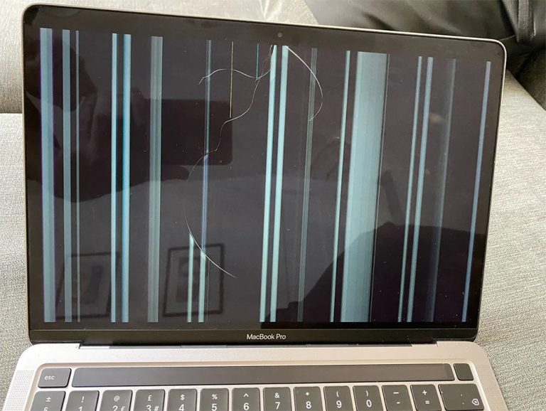 M1 MacBook Pro with cracked display
